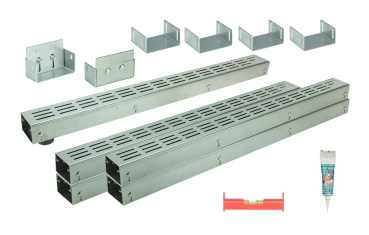 Edelstahlentwässerungsrinnen Bauhöhe 60 bis 80mm, Rost Längsschlitzdesign SET Typ 5